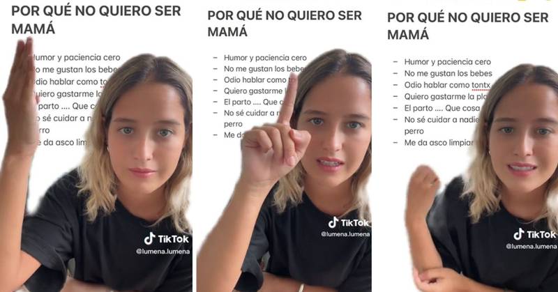 Una joven modelo argentina dejó claro a través de un video TikTok las 7 razones por las que no quiere tener hijos