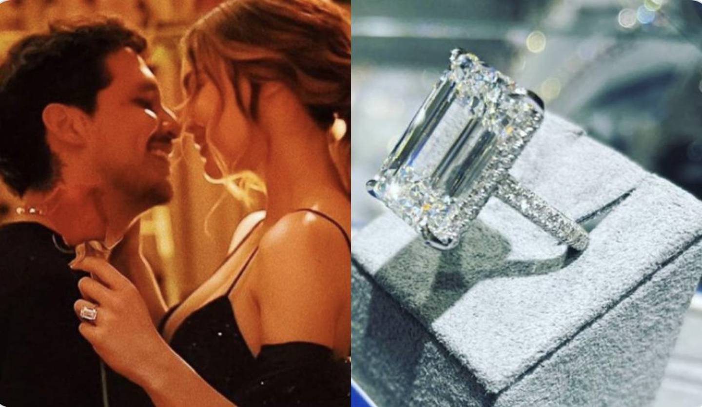 La pieza pertenece a la firma Angel City Jewelers está conformada por un diamante central de doce quilates en corte esmeralda acompañado de gemas y tiene costo de 3 millones de dólares.