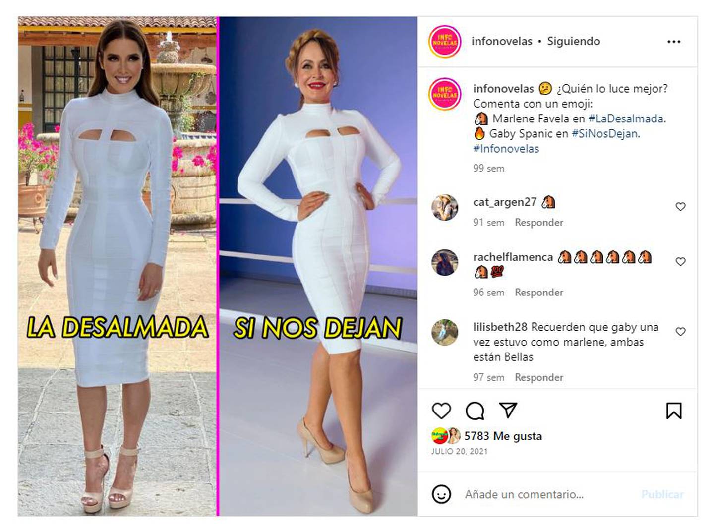 Los usuarios concluyeron que tanto Gaby Spanic como Marlene Favela se veían increíbles en el mismo vestido