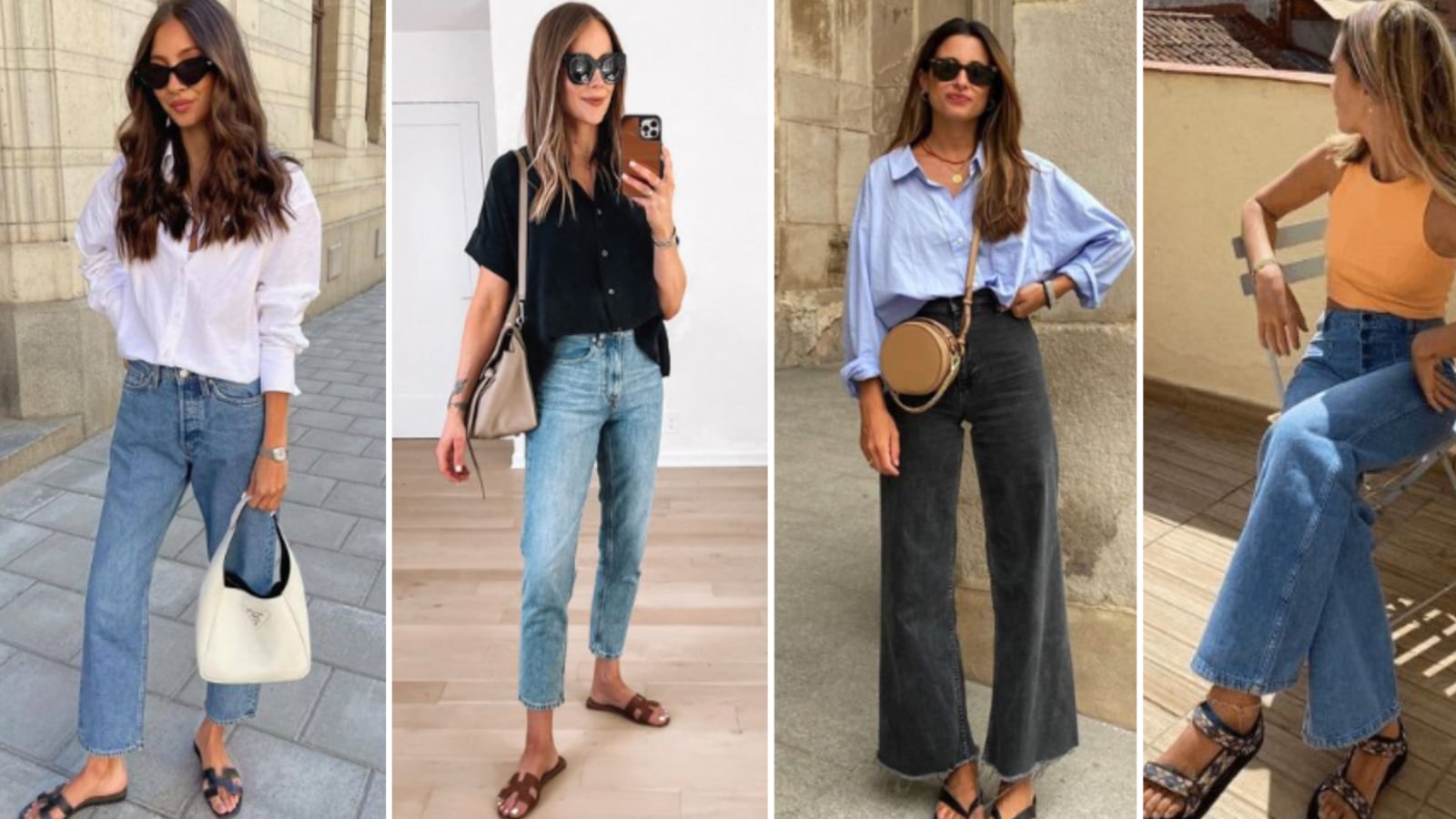 Combinar jeans con sandalias