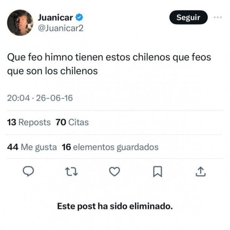 Tweet de Juan Ignacio Caruso.