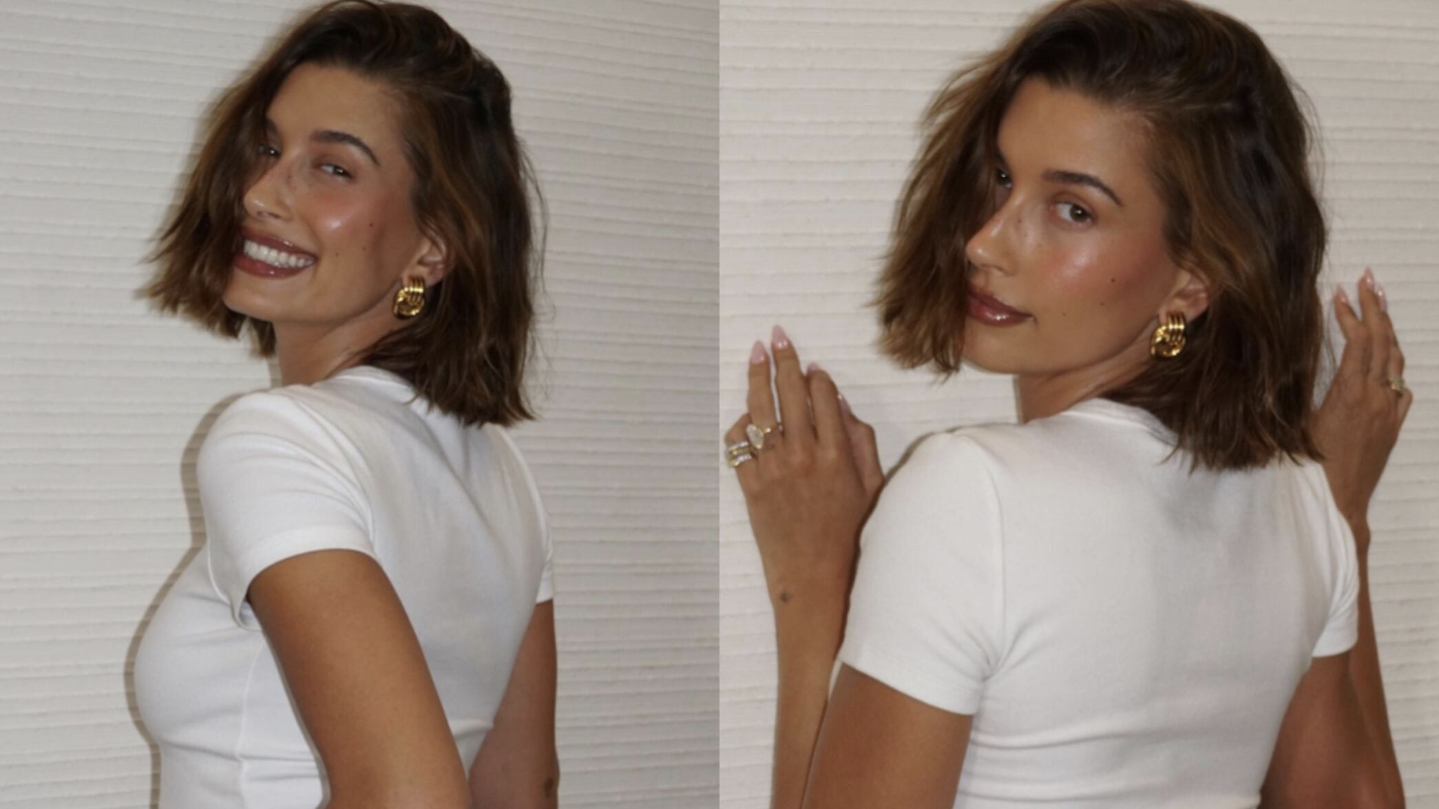Hailey Bieber y su wavy bob