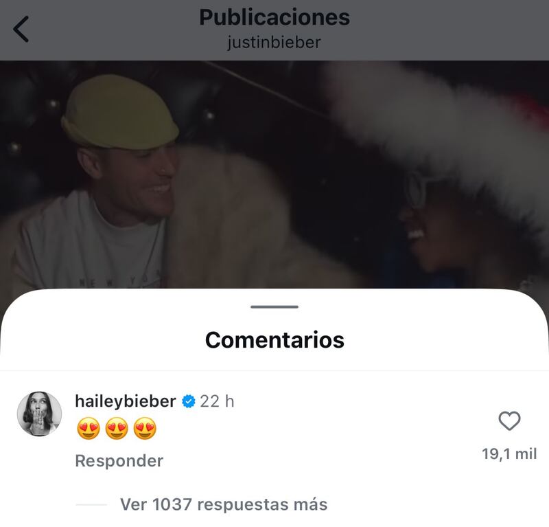 Reacción de Hailey Bieber al video de Justin Bieber