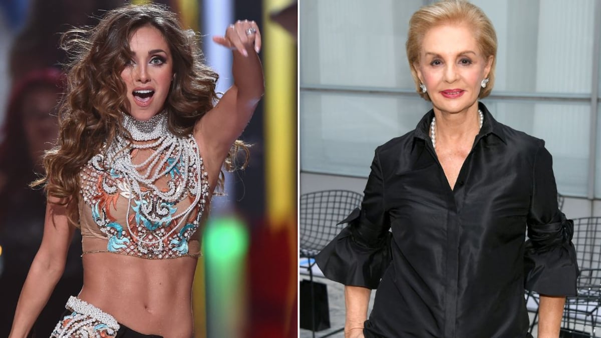 Anahí rompió las reglas de Carolina Herrera con minifalda y tenis a los 40 años.