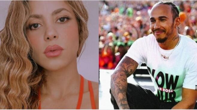 La cantante Shakira y el piloto Lewis Hamilton.