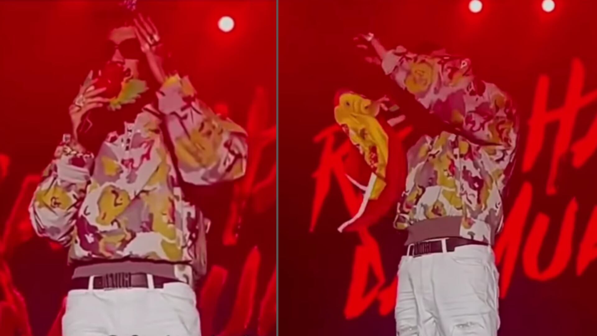 Anuel sufrió percance con fan que le lanzó bandera en España