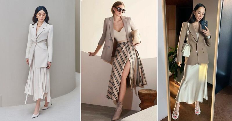 Looks con blazer y faldas largas