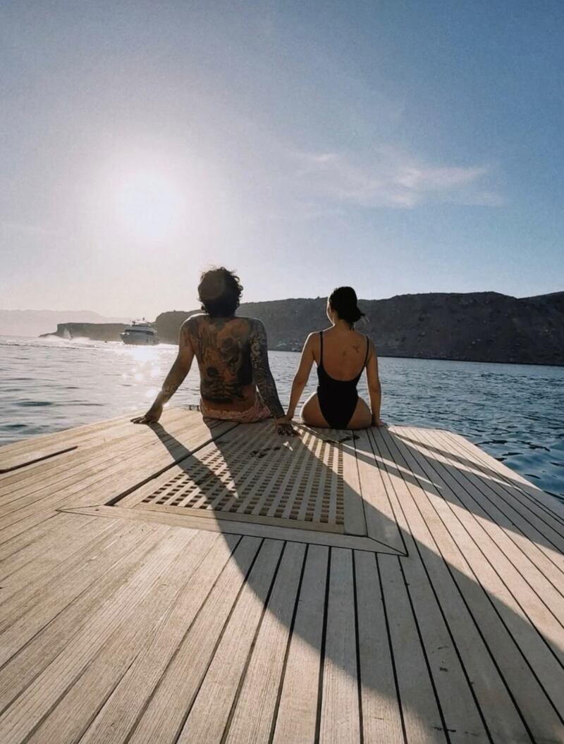 Christian Nodal y Ángela Aguilar celebrando su noveno mes de casados