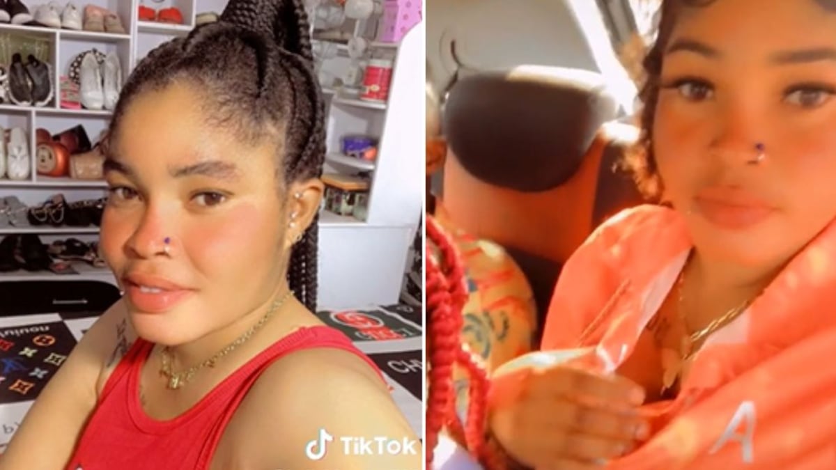 La usuaria de TikTok, @hajiablessing560, que comparte regularmente videos de su hija de 8 años maquillada.