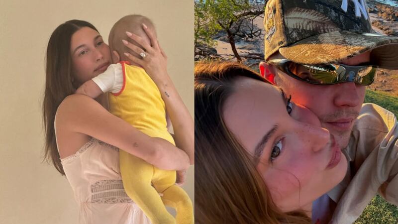 Hailey Bieber con Justin y Jack Blues