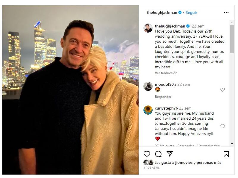 Hugh Jackman y su esposa, Deborra-Lee Furness, se casaron en 1996