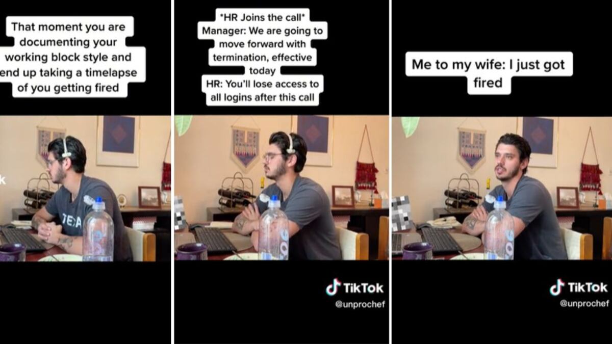 El joven decide informar a su esposa de lo que acaba de pasar. "Me echaron", le indica