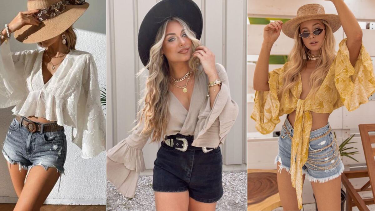 Blusas gitanas combinadas con shorts