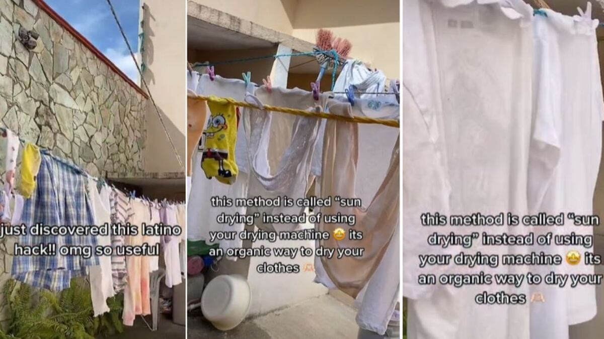 Se trata de un video que se hizo viral en la red social TikTok, donde una joven descubrió el “hack” latino de poner las prendas colgadas y que el sol las seque