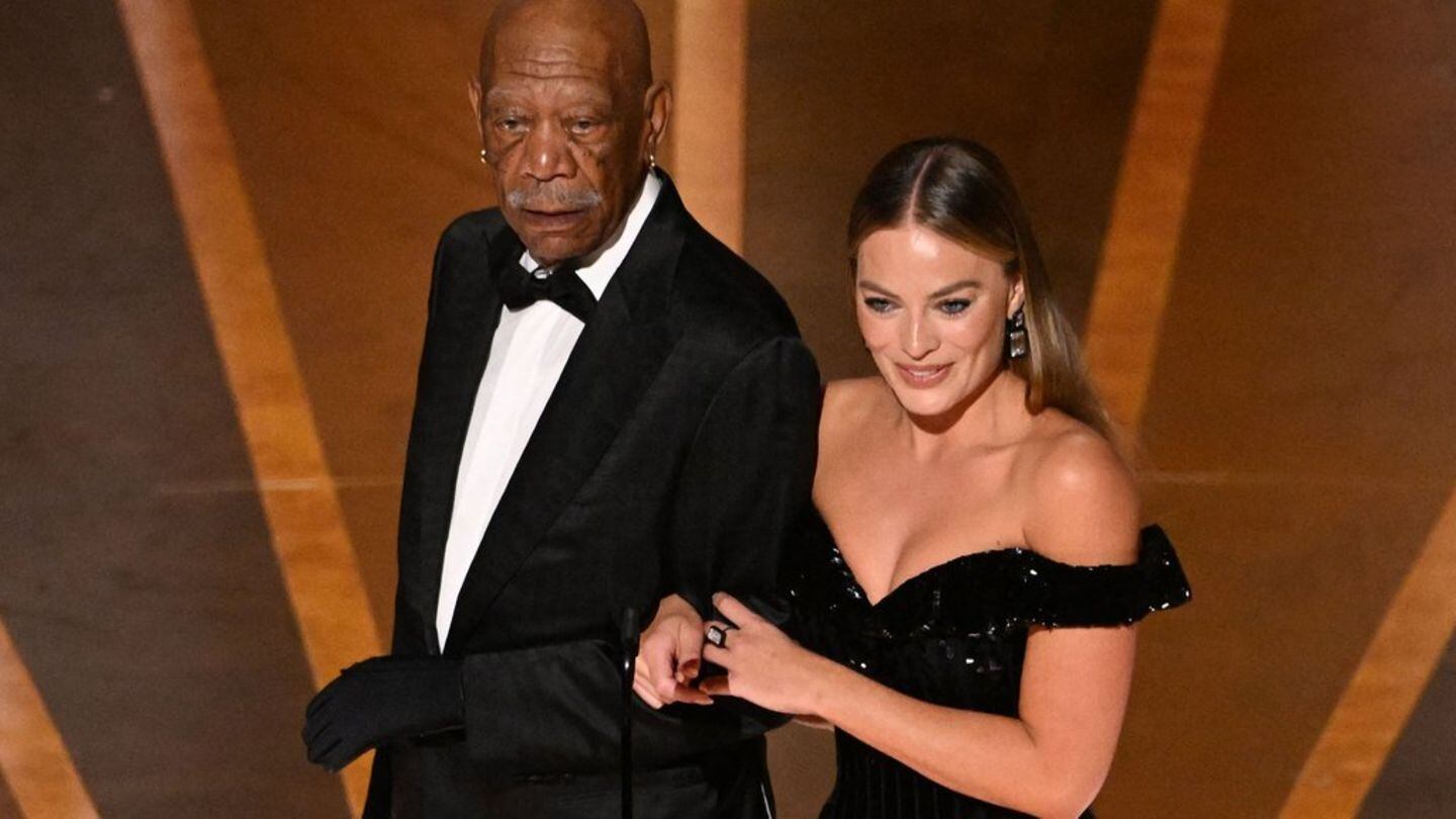 Morgan Freeman e Margot Robbie na 95ª edição do Oscar