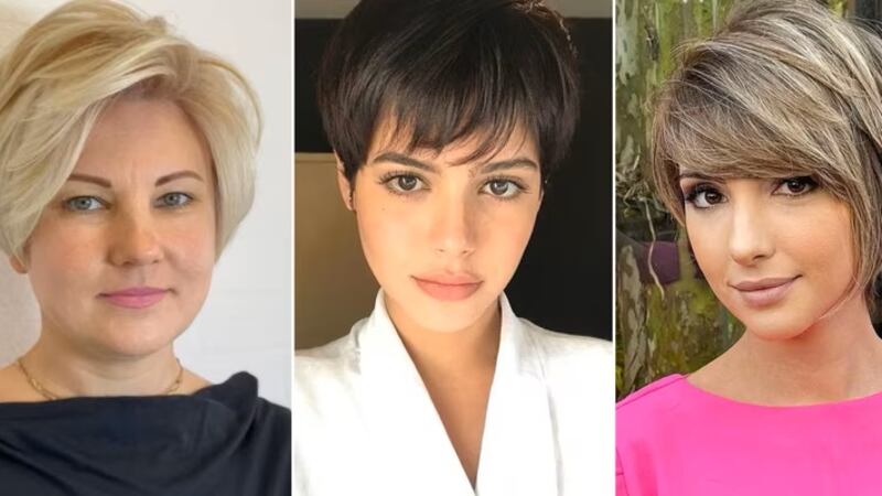 Corte pixie longo para mulheres com rosto redondo