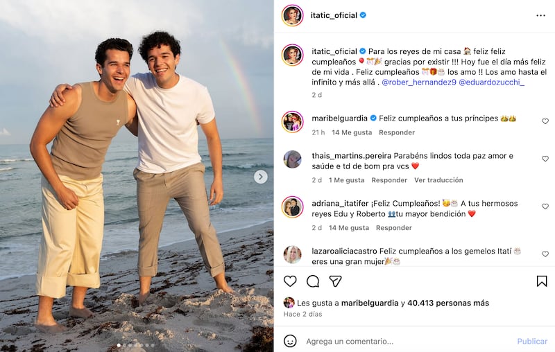 Hijos de Itatí Cantoral Eduardo y Roberto.