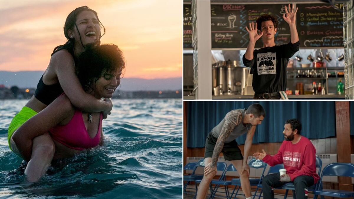 Escenas de las películas Las nadadoras, Tick, Tick... Boom! y Garra