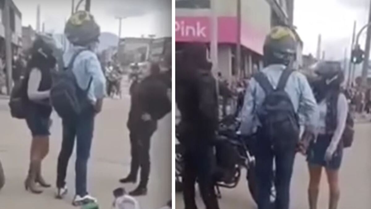 La mujer hizo que la amante se bajara de la moto y se inició una discusión
