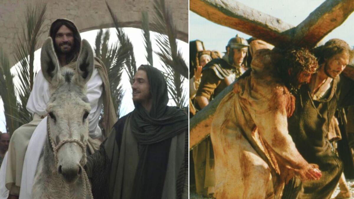 Escenas de las películas Jesús de Nazaret 
 y La pasión de Cristo