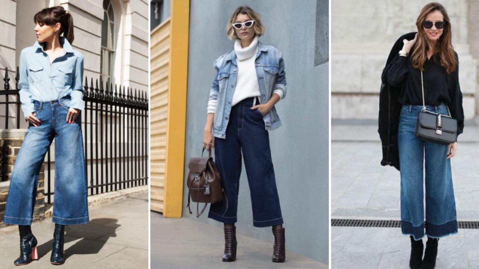 Jeans culotte con botas altas