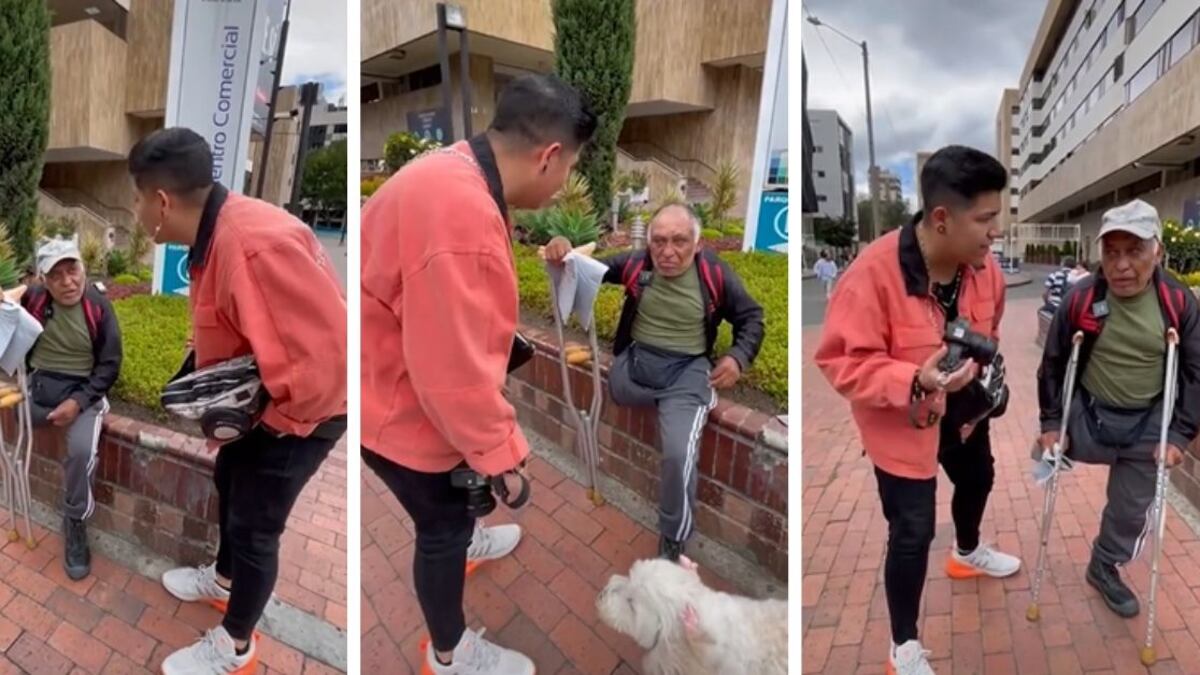 Al momento de la entrega del dinero, el abuelo lloró de emoción y agradeció el solidario gesto del ‘tiktoker’.
