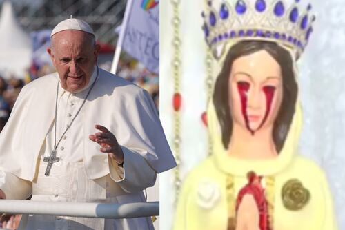 Muerte del Papa Francisco habría sido pronosticada por estatua de virgen que lloró sangre