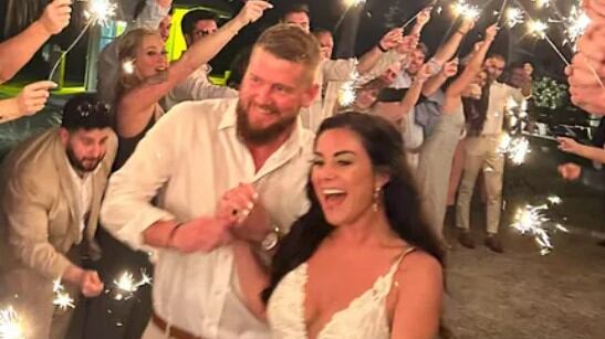 La pareja en el día de la boda