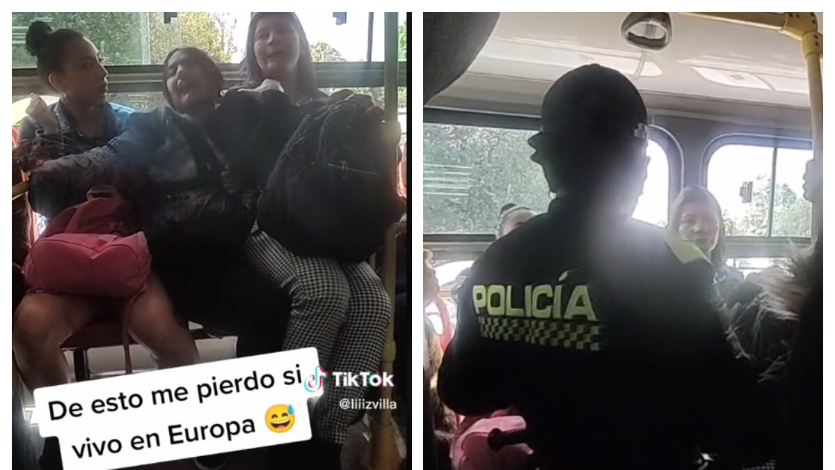 En pleno bus, una mujer se sentó encima de otra