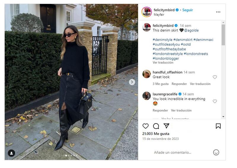 La falda larga de jean es una prenda atemporal y versátil que todas debemos tener