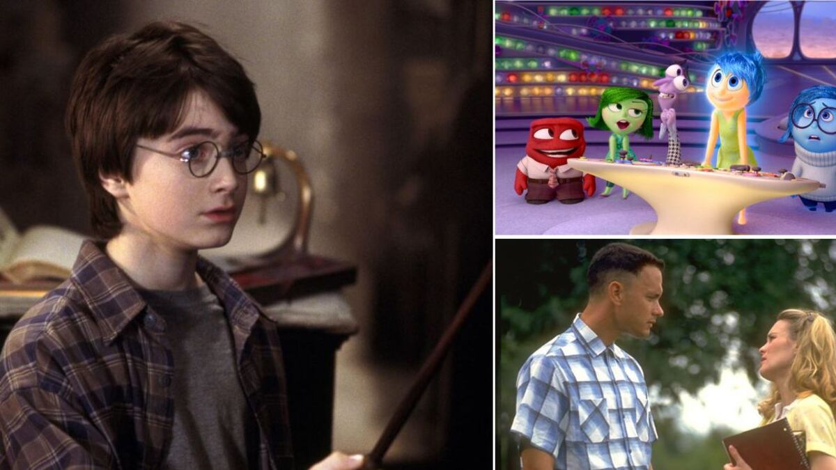 Escenas de Harry Potter y la piedra filosofal, Forrest Gump y Intensa-Mente