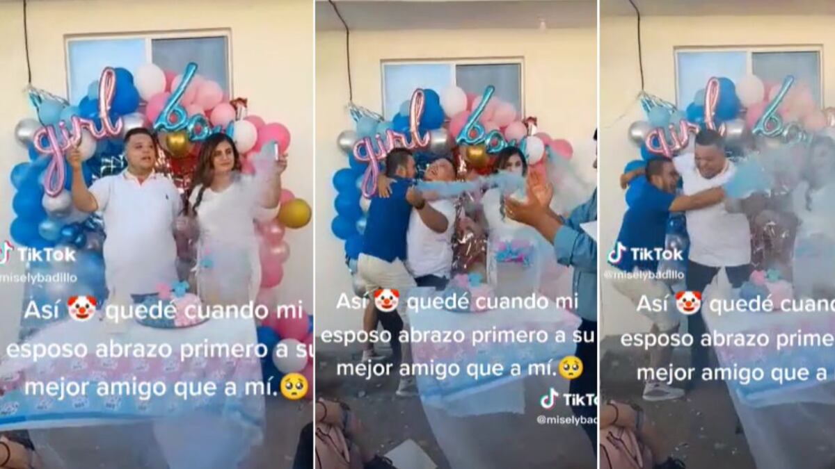 La mujer contó en un video que al saber el sexo de su bebé su esposo en vez de abrazarla a ella, lo hizo fue con su mejor amigo