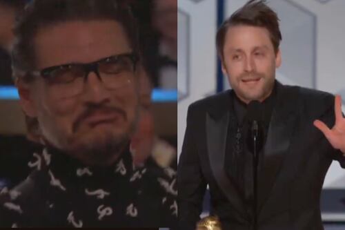 “Chú... Lo siento. Es mío”: la broma de Kieran Culkin a Pedro Pascal al ganar el Globo de Oro