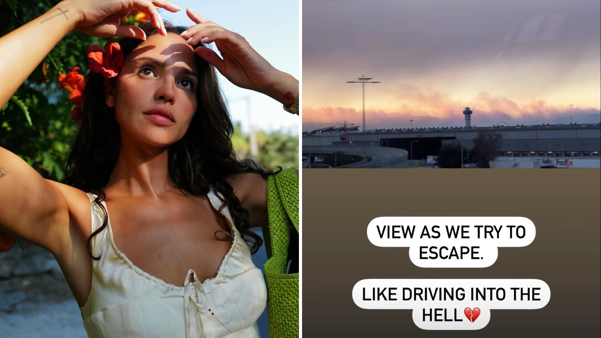 La actriz Eiza González tuvo que evacuar su casa en Los Ángeles, en Estados Unidos, tras los voraces incendios que han arrasado con 10 mil hectáreas y 2000 edificaciones.