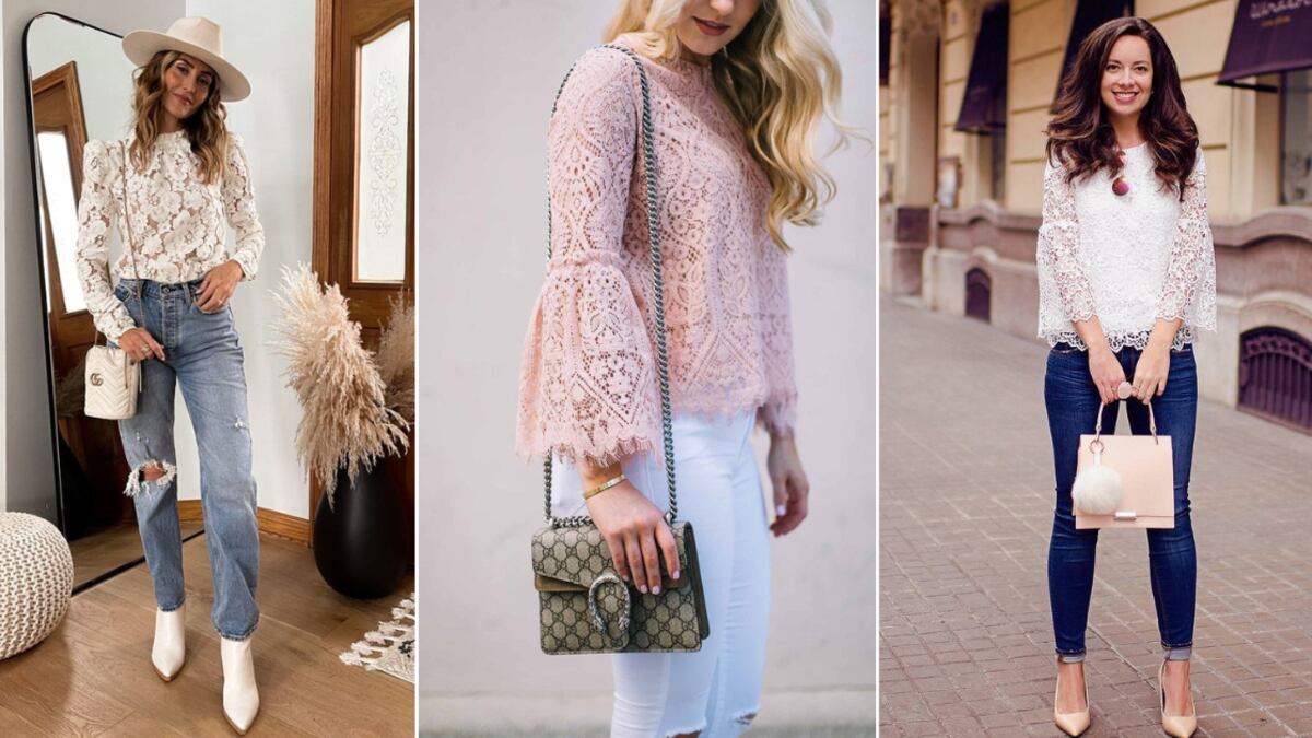 Blusas de encaje con jeans