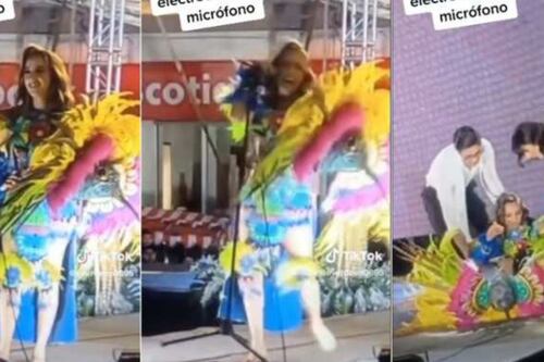 Casi termina en tragedia: reina de belleza se electrocutó con un micrófono durante un certamen