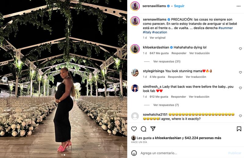 Serena Williams muestra su embarazo.
