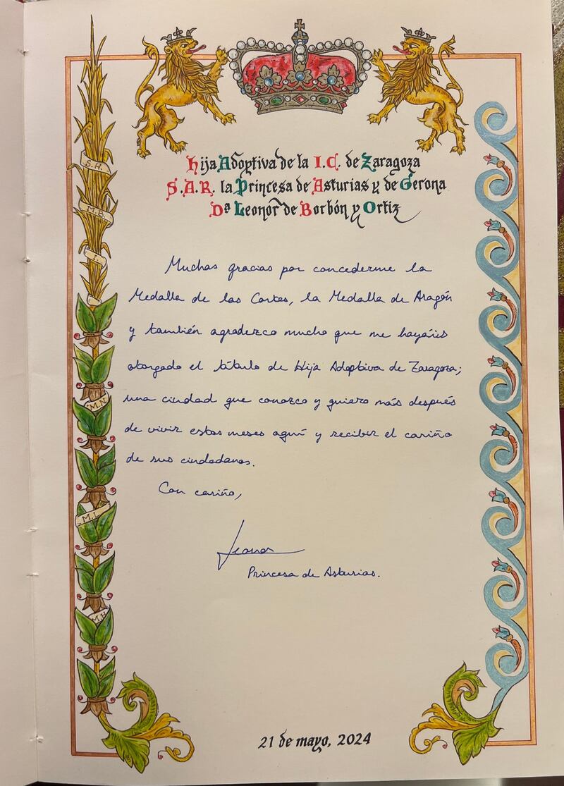 La firma de la princesa Leonor