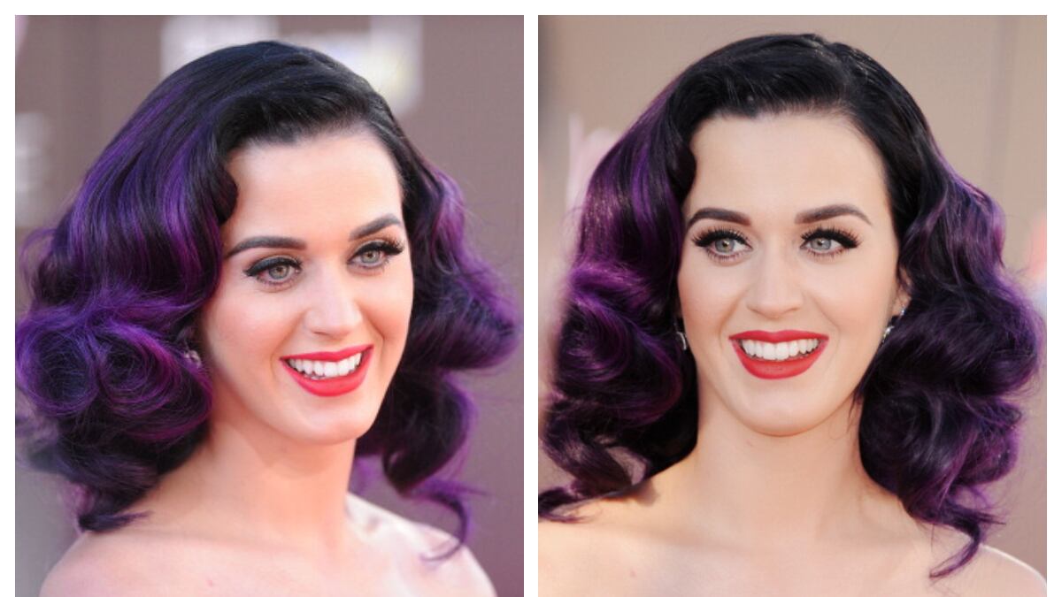 Katy Perry lució un castaño violeta