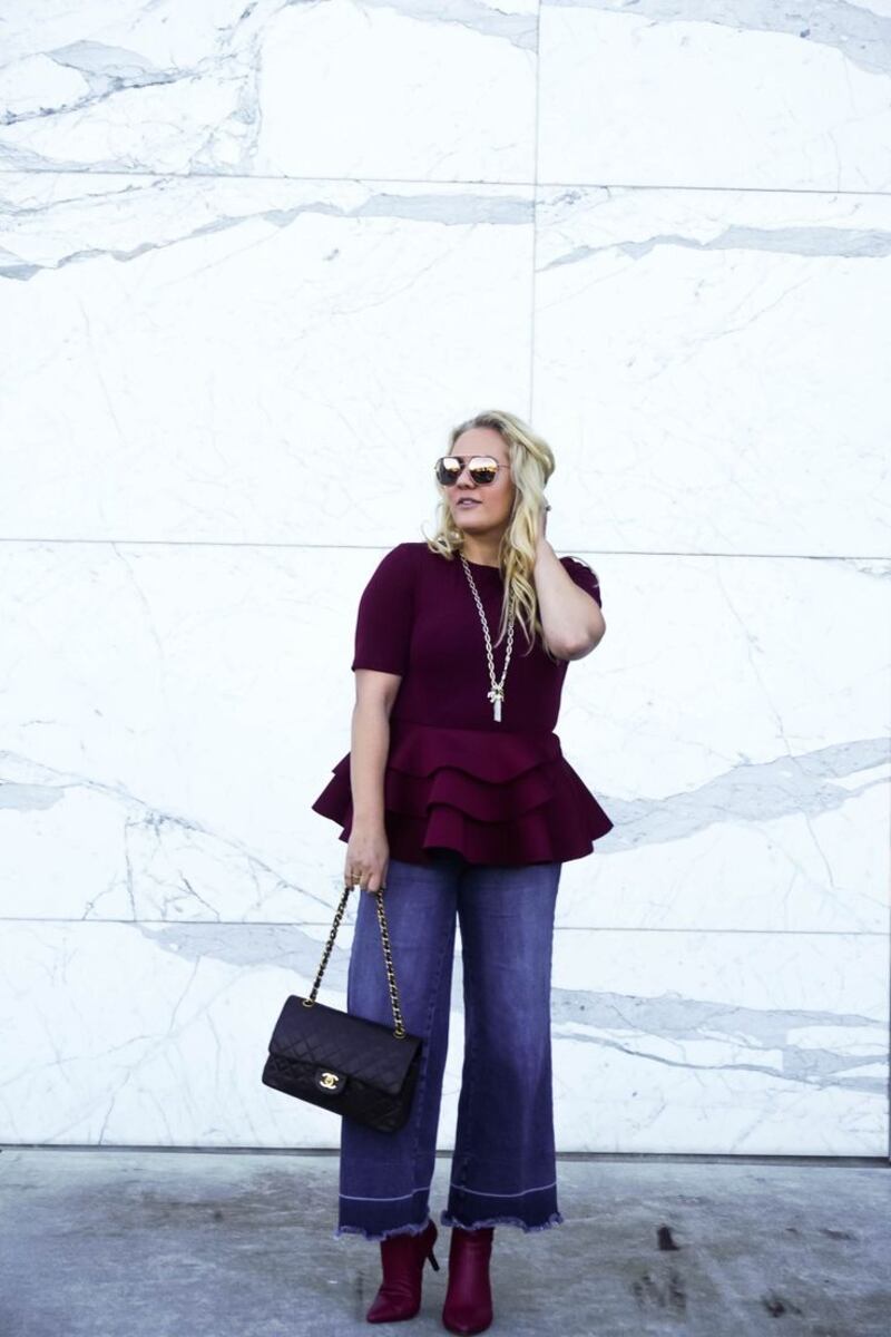 Jeans culotte y blusas péplum