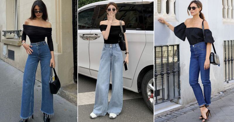 Blusa boho negra con jeans