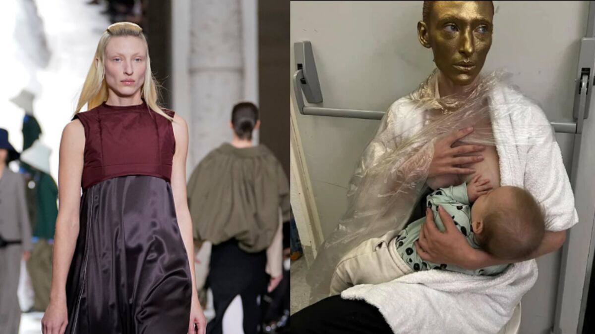 Maggie Maurer amamantando a su bebé