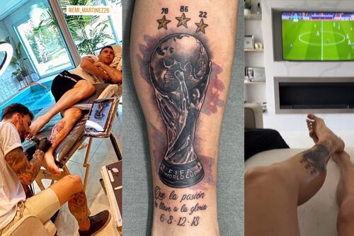 ¡Increíble! El Dibu Martínez se tatúa la Copa del Mundo