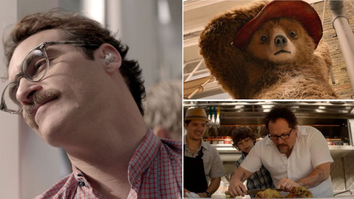 Escenas de las películas Her, Paddington 2 y Chef: la receta de la felicidad