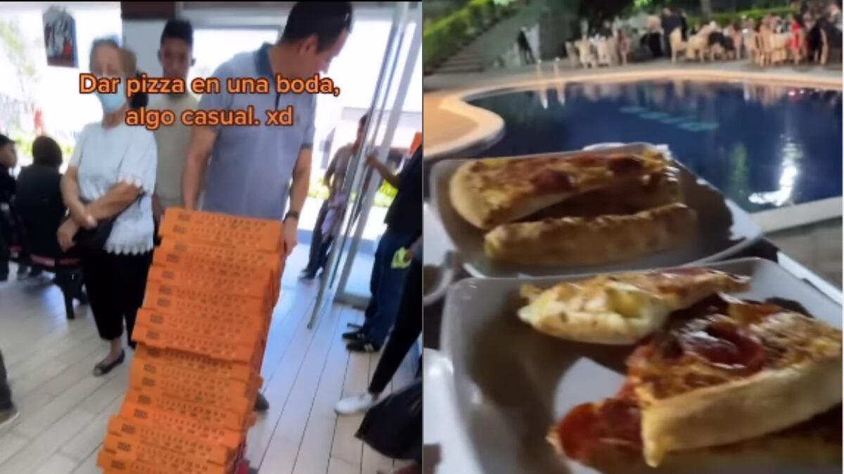 La pareja pidió pizzas para los invitados a su boda