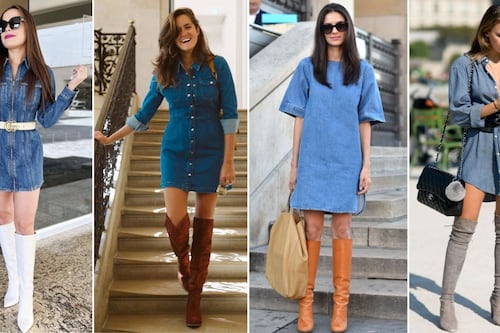 Vestido de mezclilla y botas serán el look más chic y elegante de la primavera ¿Cómo se usa?