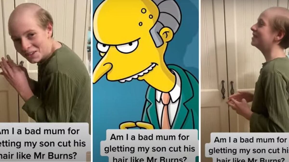 Mamá dejó a su hijo cortarse el pelo como Mr. Burns de Los Simpson
