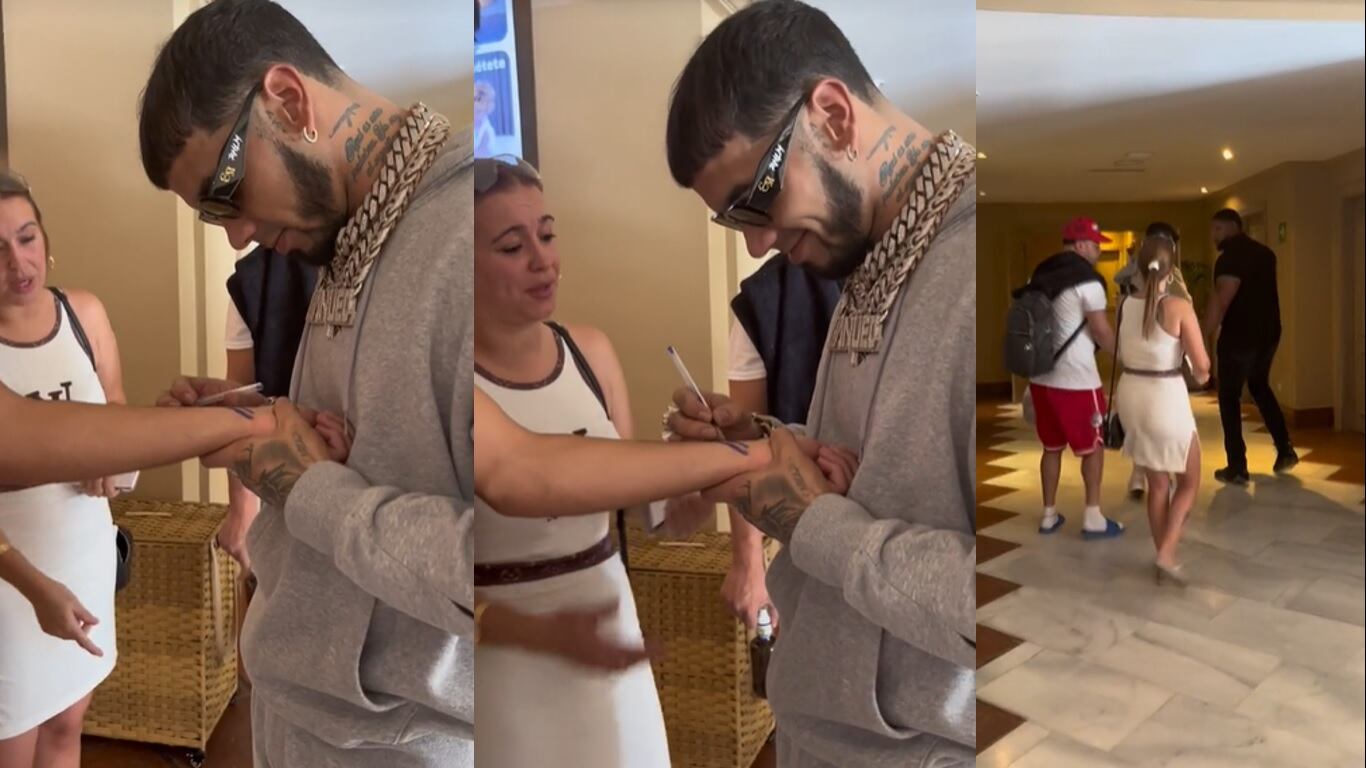 Anuel no aguantó la risa con la extraña petición y el argumento que le dio la señora mientras firmaba autógrafos.