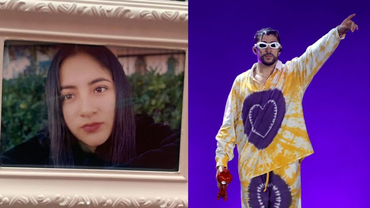 La mamá llevó un retrato de su hija al concierto de Bad Bunny