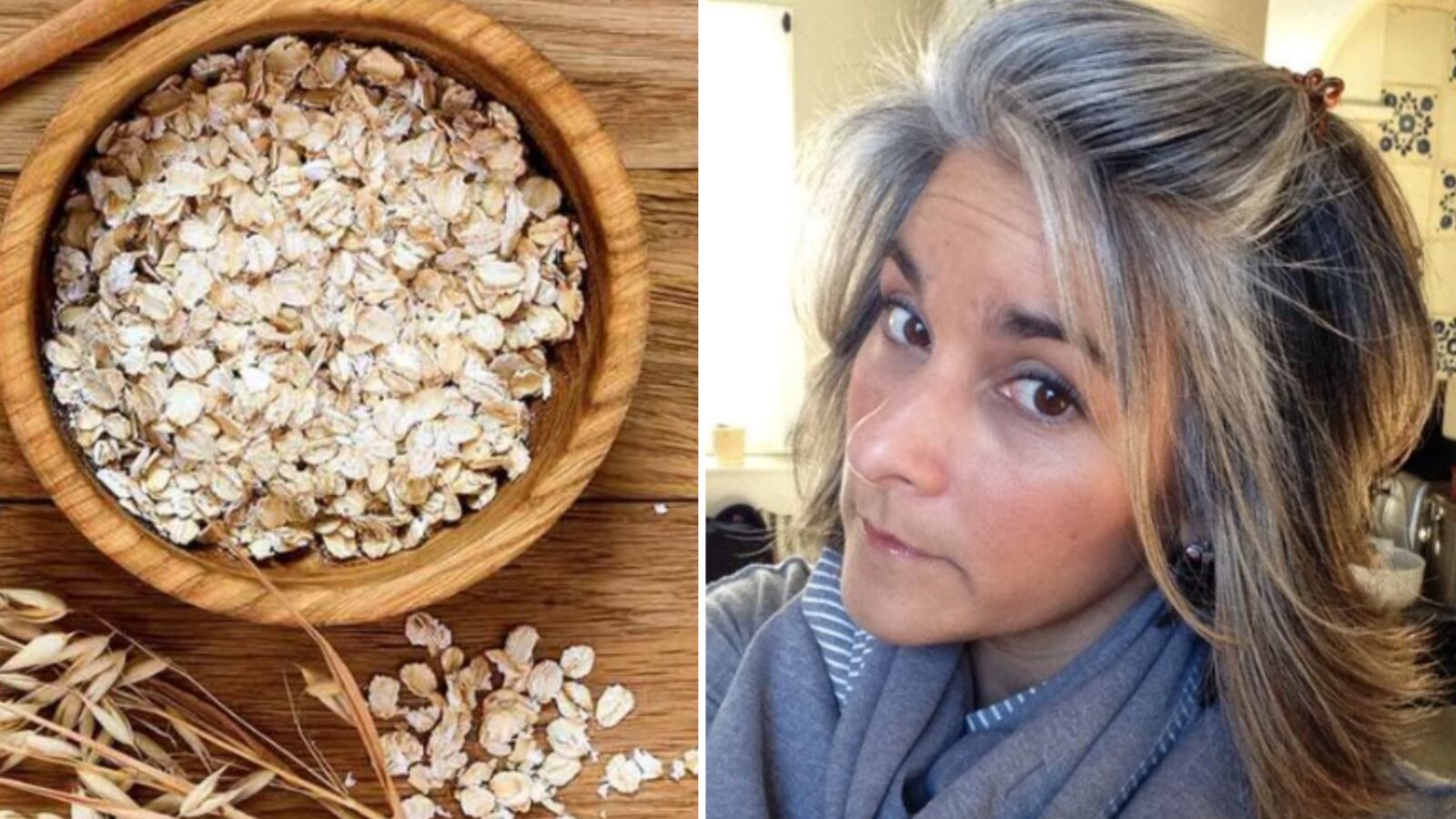 Agua de avena para el pelo con canas